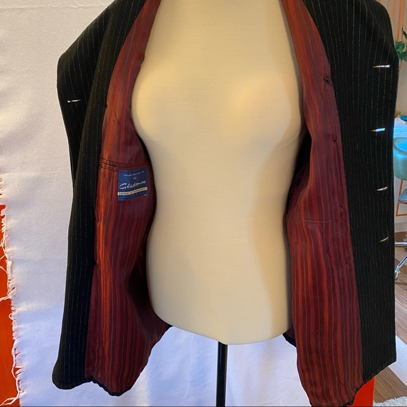 Vintage Blazer 60s Unisex wool pinstripe double breasted Mod Suitcoat Wool sz 10 - Picture 15 of 17